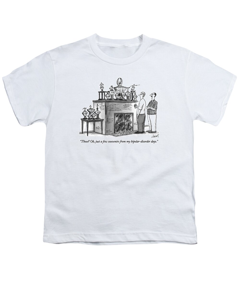 Men Youth T-Shirt featuring the drawing Those? Oh, Just A Few Souvenirs by Tom Cheney