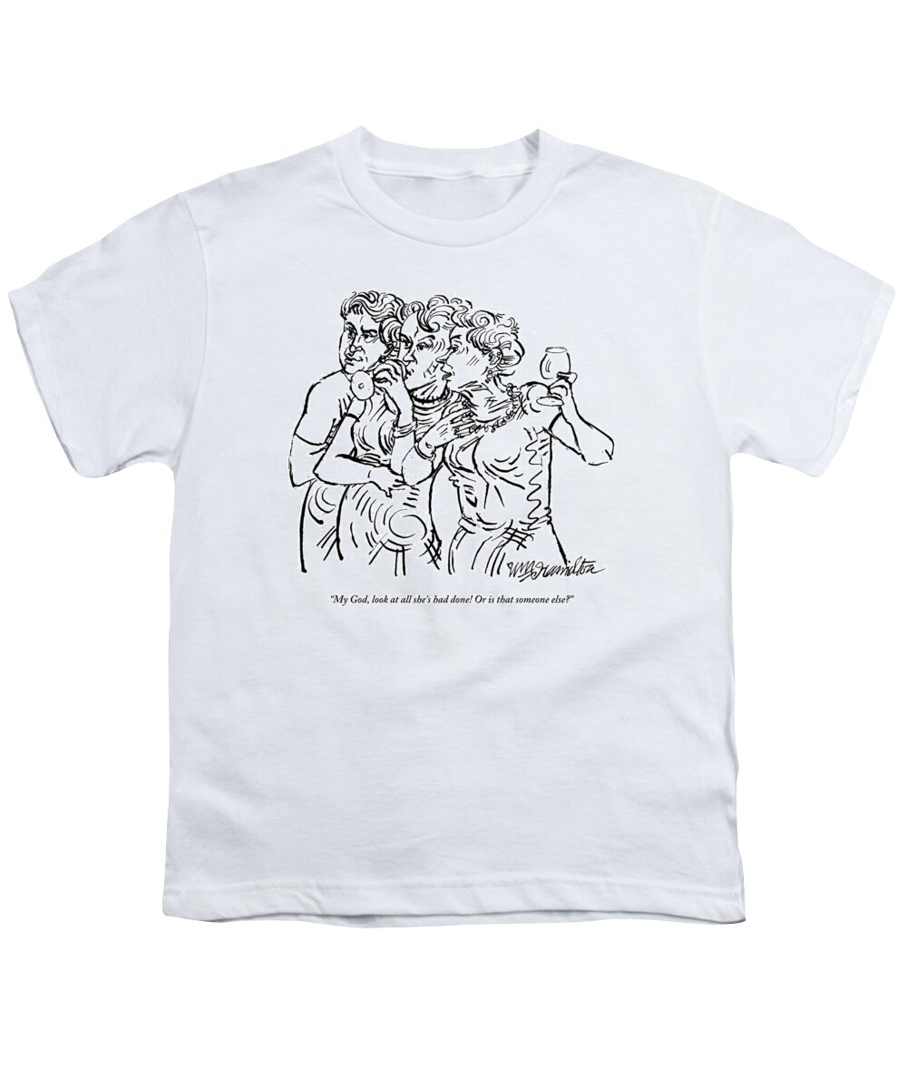 Gossip Youth T-Shirt featuring the drawing Three Women Gossip by William Hamilton