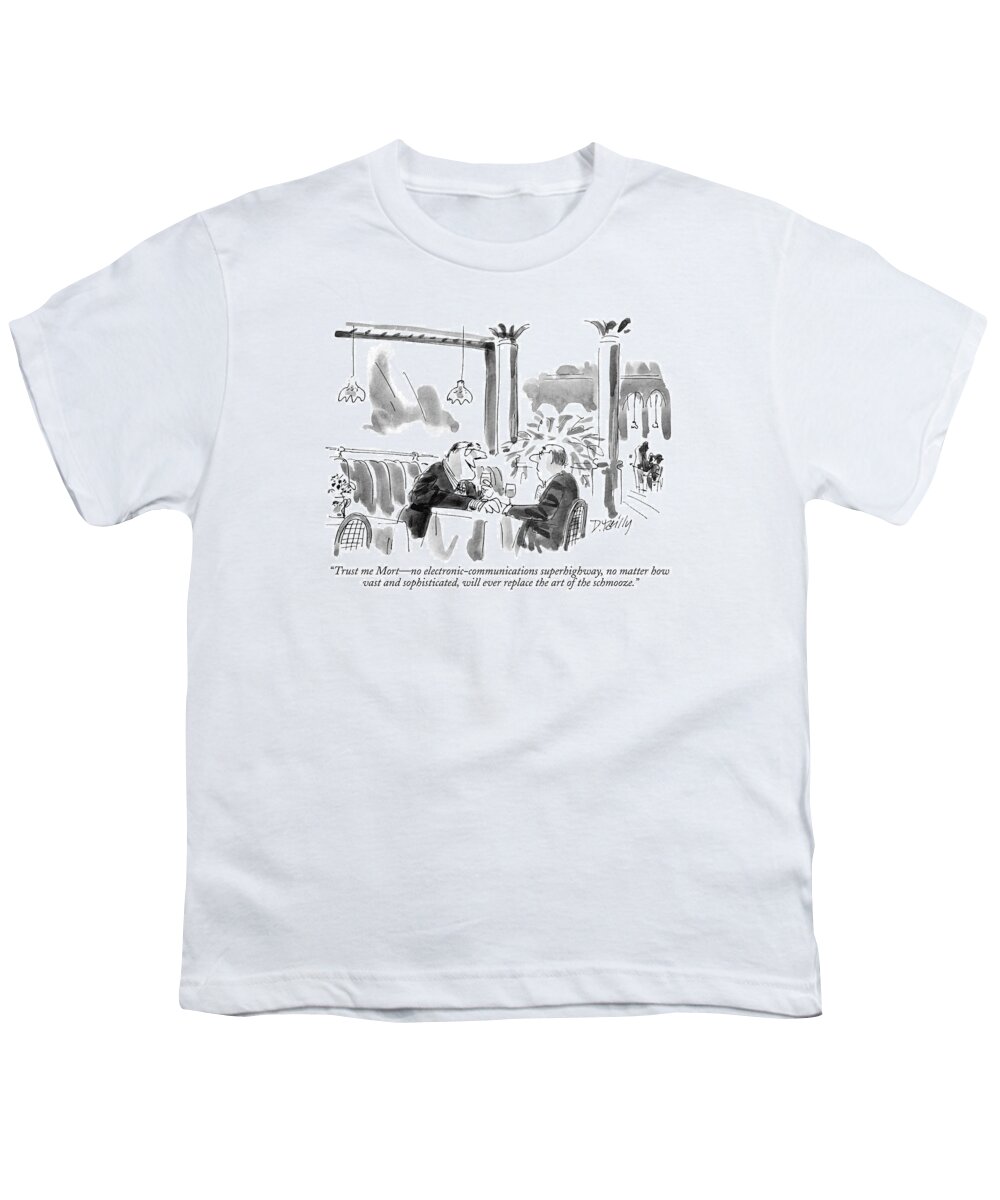 Ethics Youth T-Shirt featuring the drawing Trust Me Mort - No Electronic-communications by Donald Reilly
