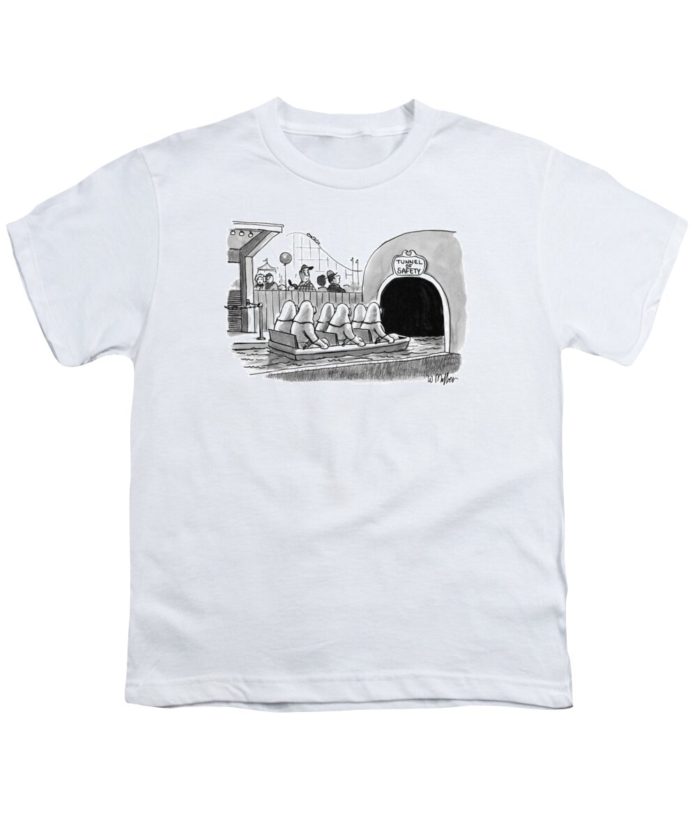 Captionless Youth T-Shirt featuring the drawing Tunnel Of Safety by Warren Miller