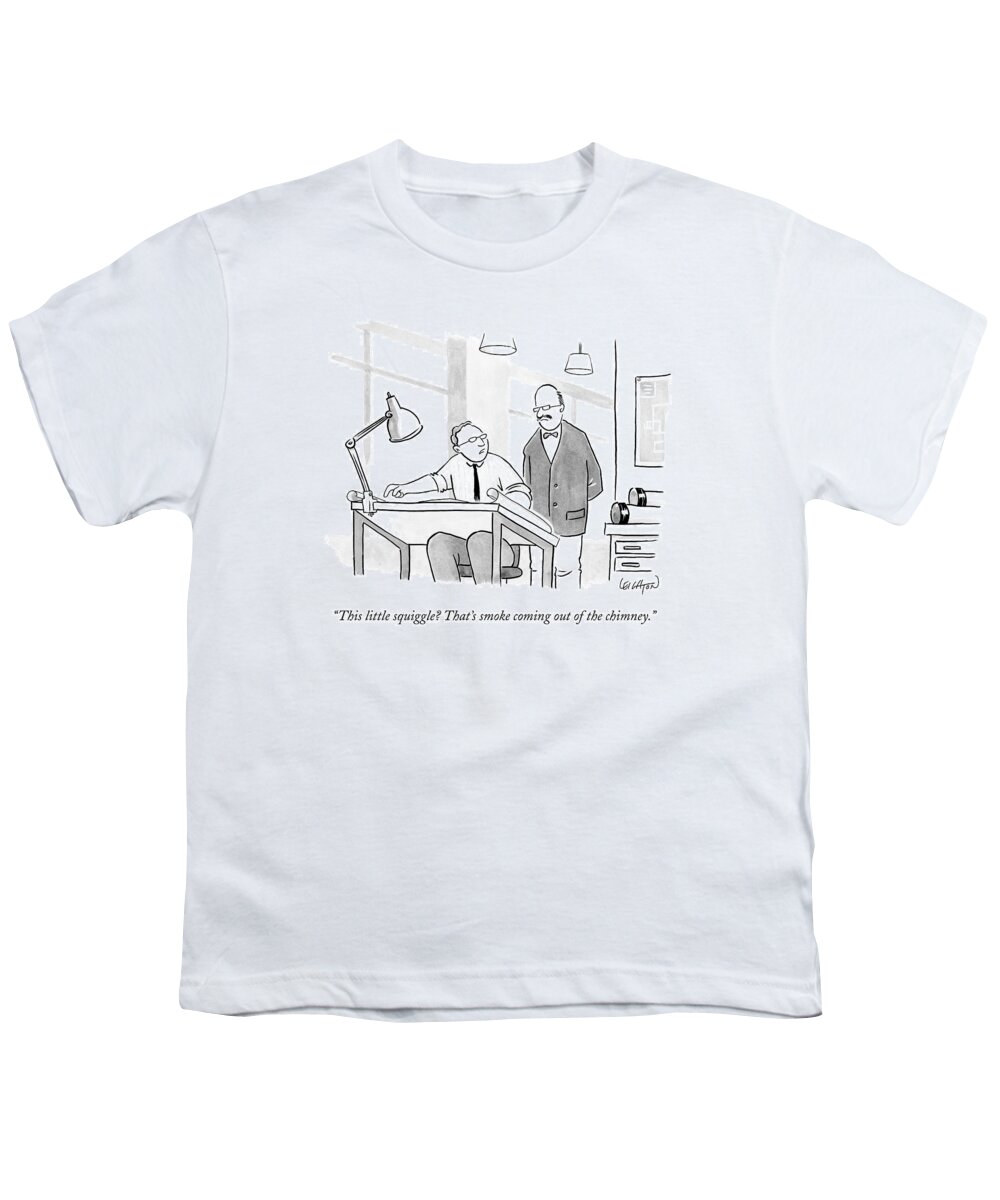Architecture Youth T-Shirt featuring the drawing Two Architects Look Over The Plans For A Building by Robert Leighton