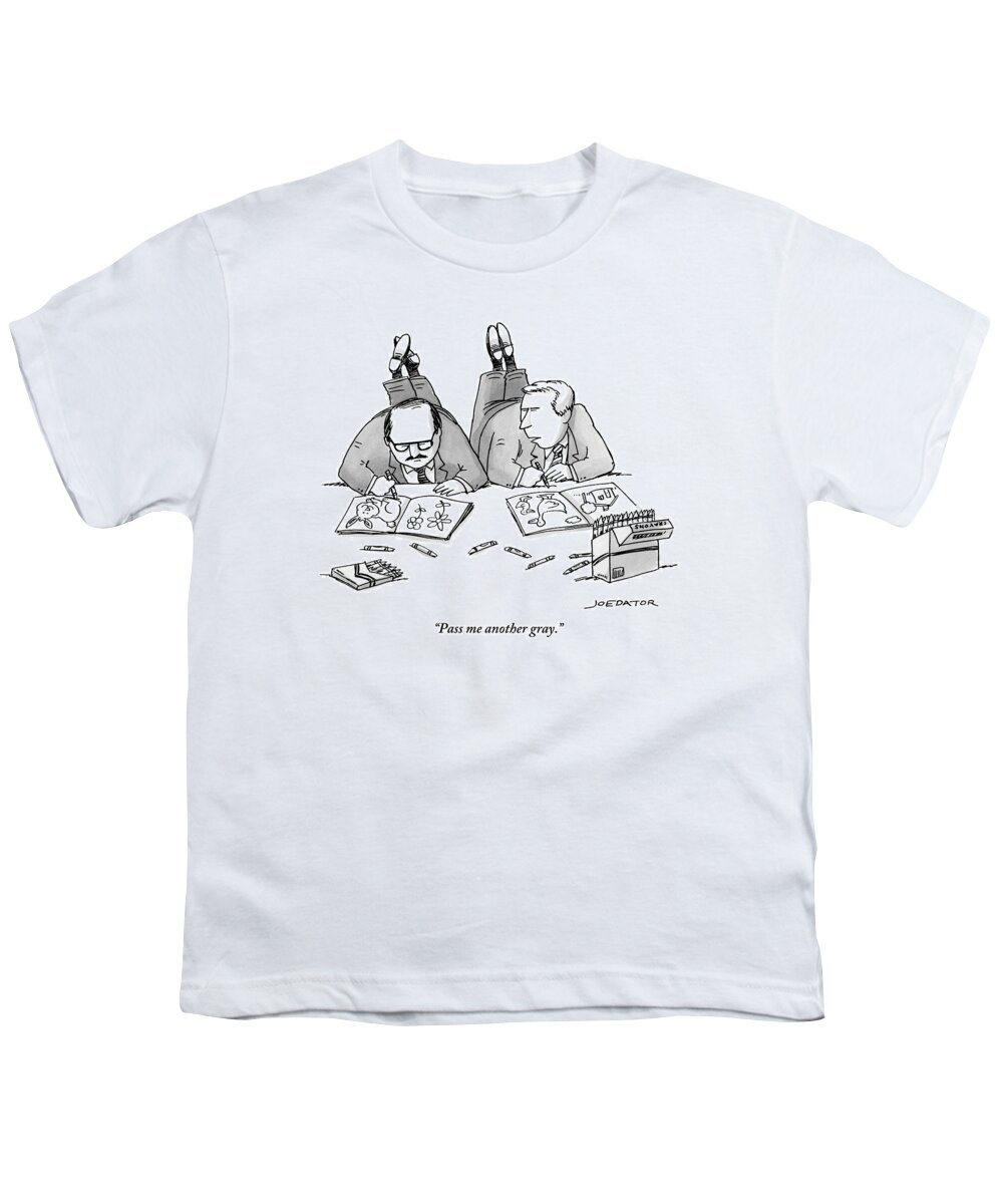 Pass Me Another Gray. Youth T-Shirt featuring the drawing Two Businessmen In Suits Lie On The Floor by Joe Dator