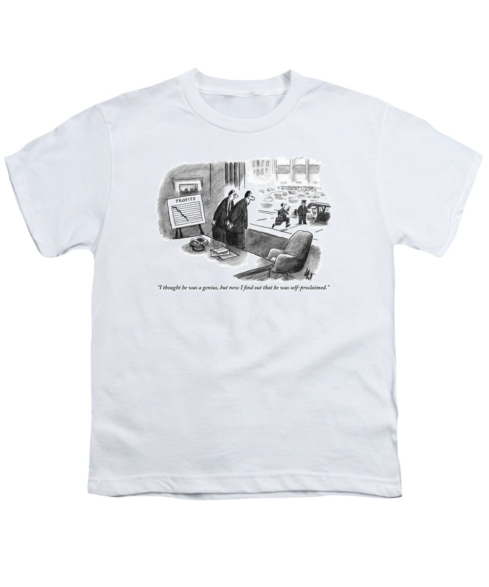 Executives Youth T-Shirt featuring the drawing Two Executives Look Out The Window As Another by Frank Cotham