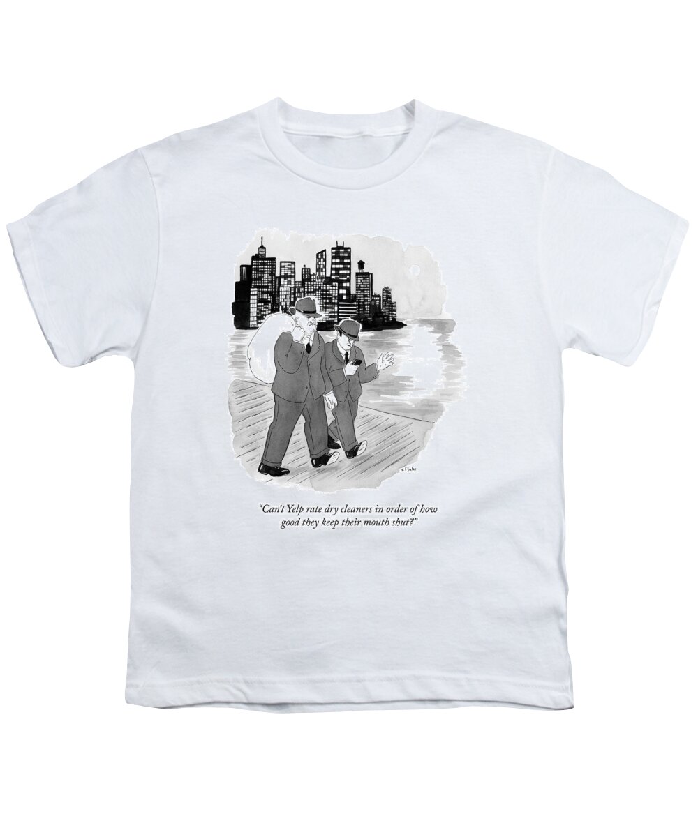 Mafia Youth T-Shirt featuring the drawing Two Mafia Guys Walk Down The Street by Emily Flake