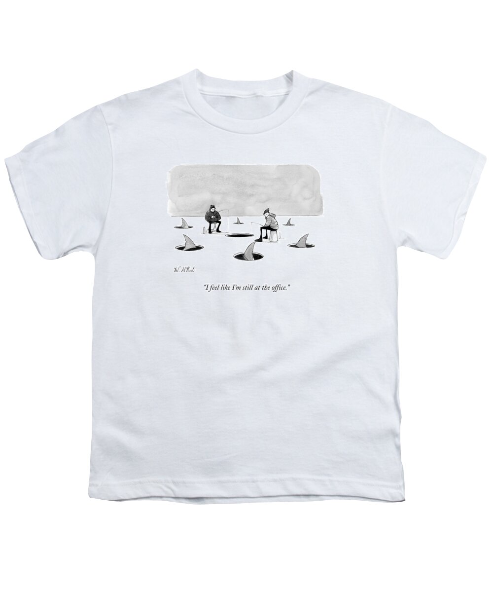 Cctk Ice Fishing Youth T-Shirt featuring the drawing Two Men Ice Fishing by Will McPhail