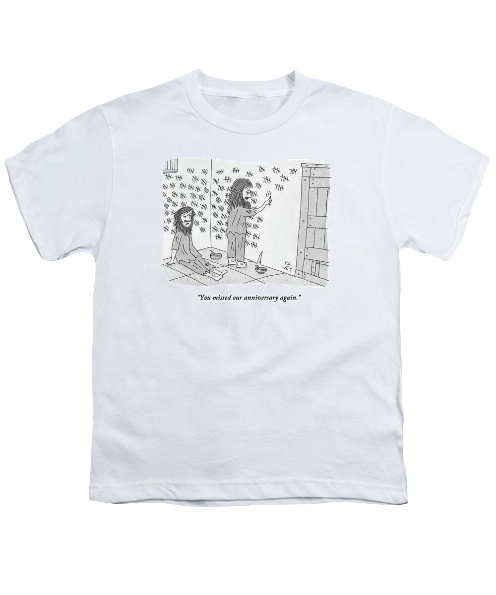 Love Youth T-Shirt featuring the drawing Two Prisoners Sit In A Cell by Peter C Vey