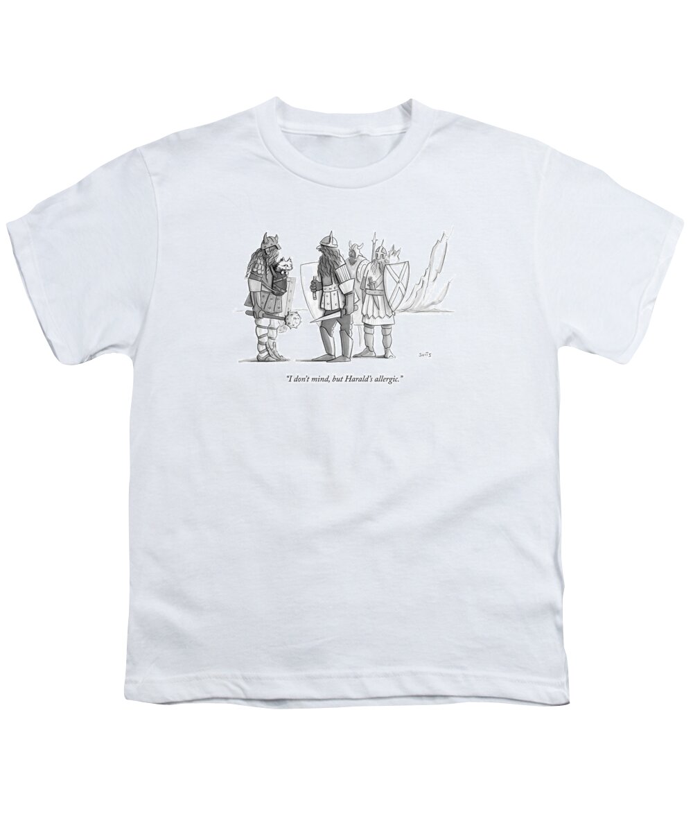 Cat Youth T-Shirt featuring the drawing I Don't Mind by Julia Suits