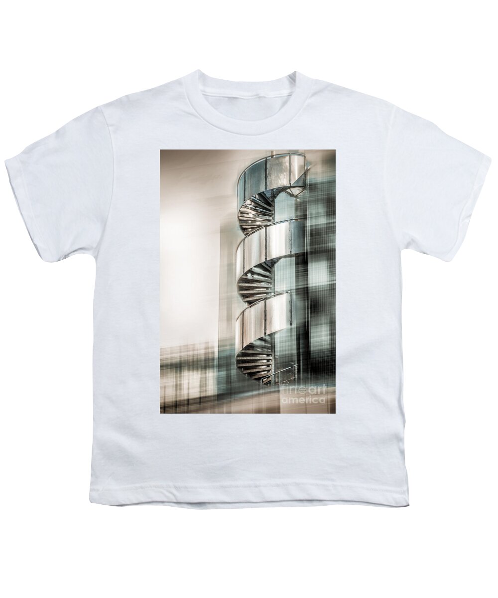Stairs Youth T-Shirt featuring the digital art Urban Drill - Cyan by Hannes Cmarits