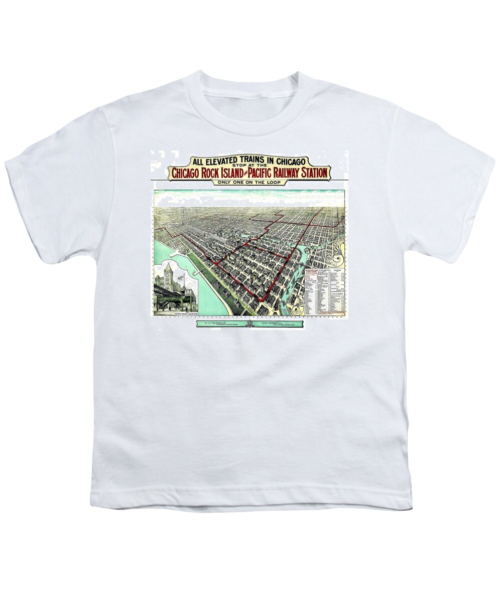 Map Youth T-Shirt featuring the photograph Vintage Map of the Chicago L by Benjamin Yeager