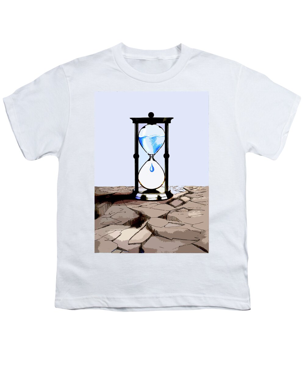 Absence Youth T-Shirt featuring the photograph Water Dripping In Hourglass On Cracked by Ikon Ikon Images
