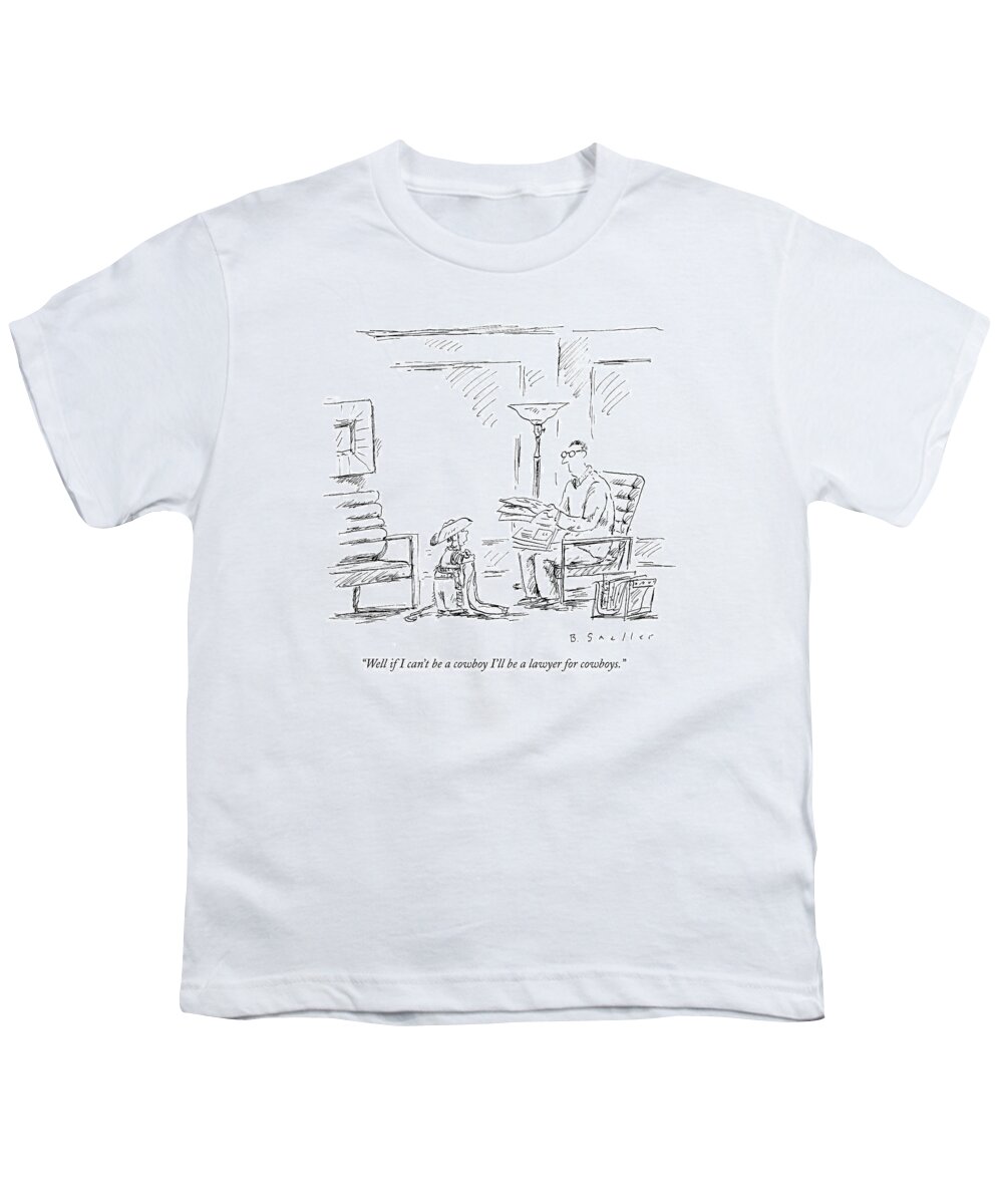 Cowboys Youth T-Shirt featuring the drawing Well If I Can't Be A Cowboy I'll Be A Lawyer by Barbara Smaller