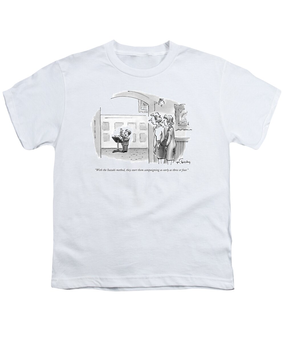 Politicians Youth T-Shirt featuring the drawing With The Suzuki Method by Mike Twohy