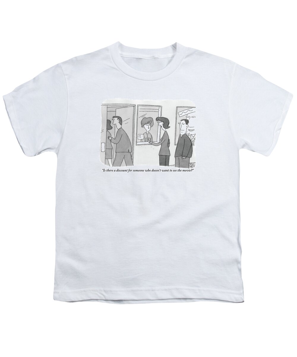 Discount Youth T-Shirt featuring the drawing Woman Speaks To Box Office Seller by Peter C. Vey