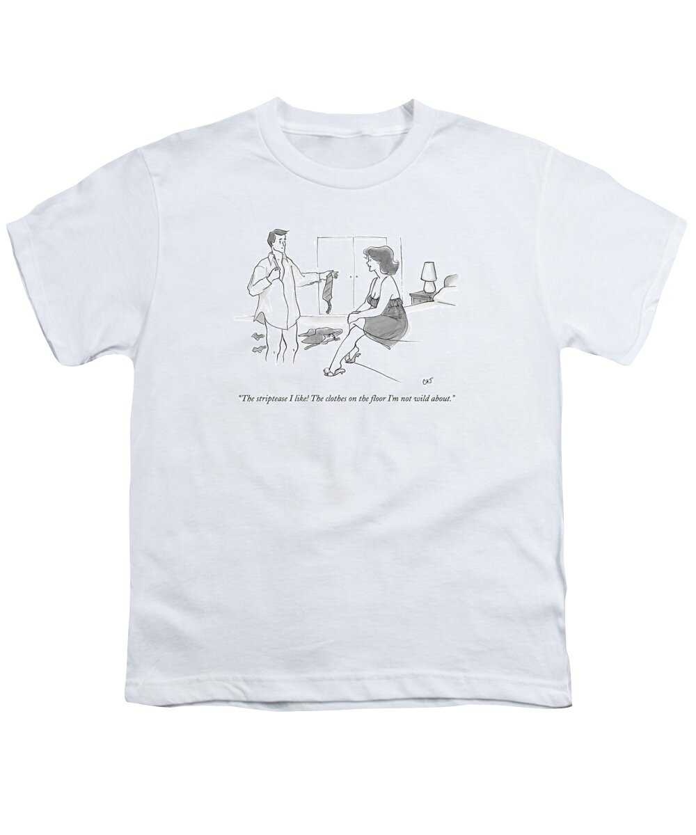 Bedroom Scenes Youth T-Shirt featuring the drawing Woman To Man As He Undresses by Carolita Johnson