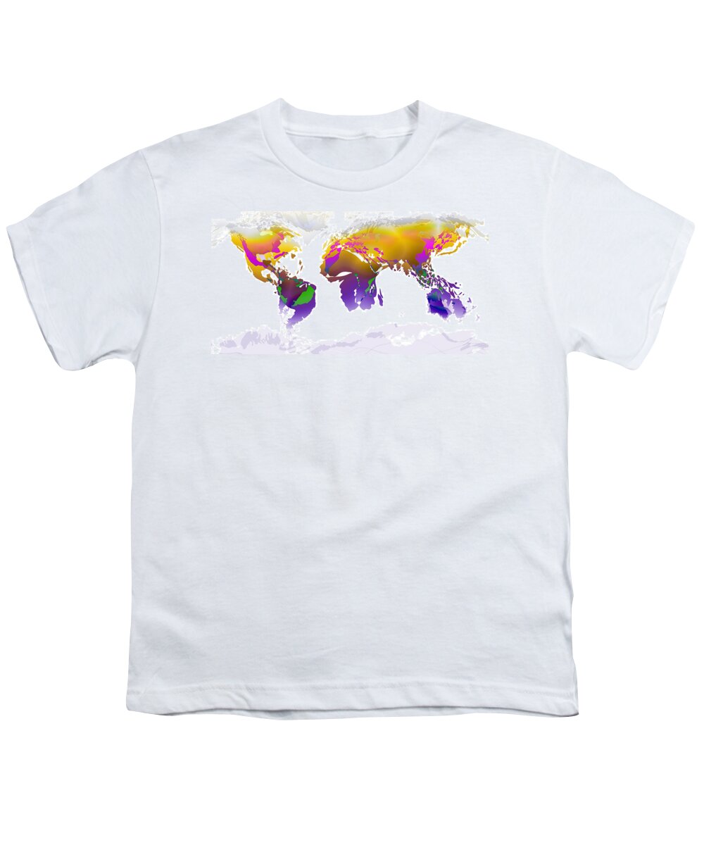 Wright Fine Art Youth T-Shirt featuring the digital art World Map Whorls5 by Paulette B Wright