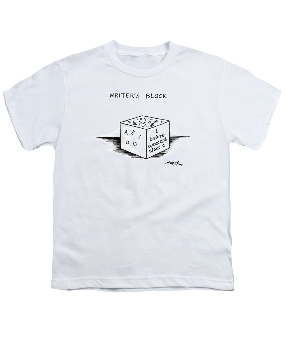 No Caption
Writer's Block.title.picture Of A Block That Has On One Side Youth T-Shirt featuring the drawing Writer's Block by Henry Martin