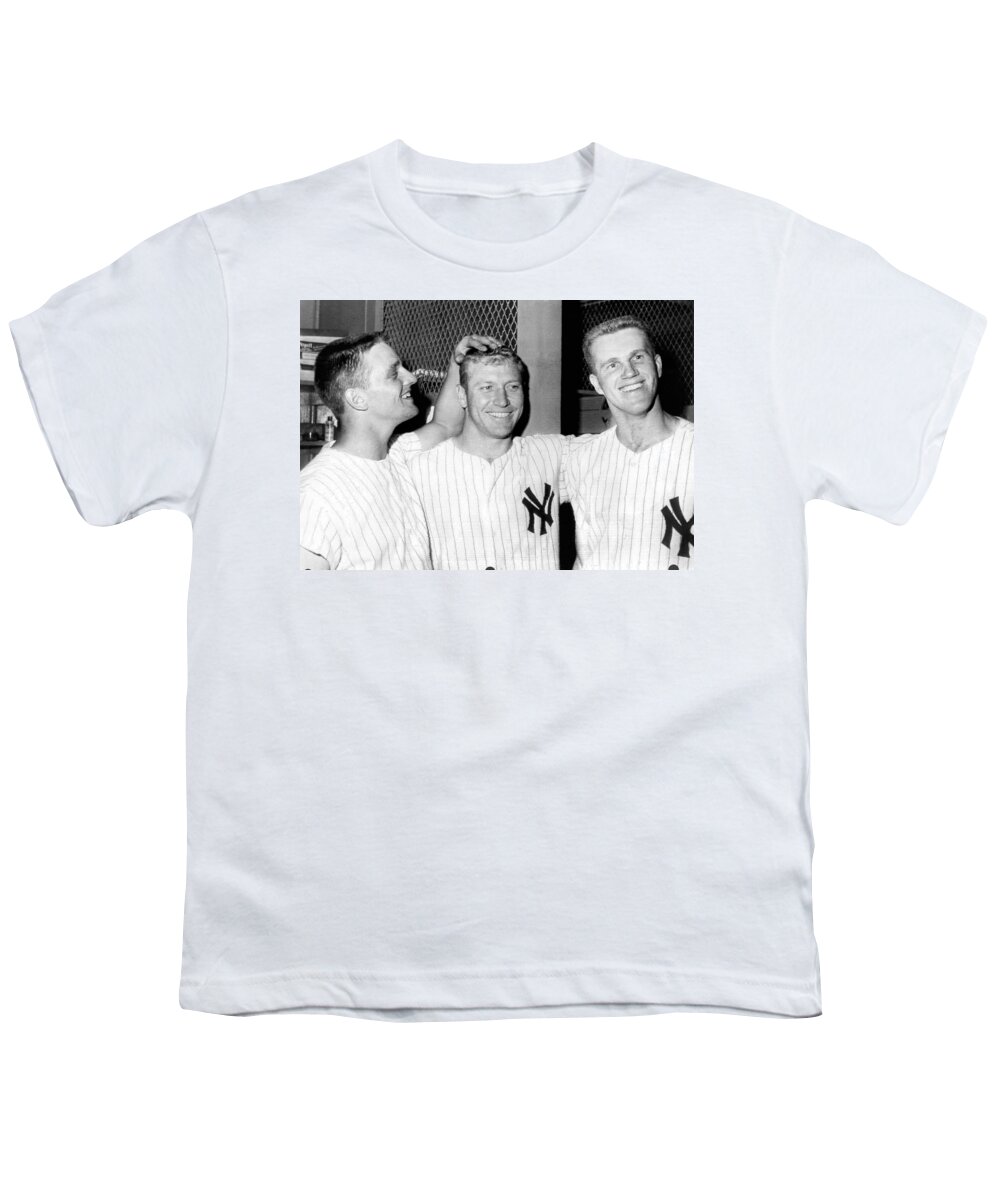 1961 Youth T-Shirt featuring the photograph Yankees Celebrate Victory by Underwood Archives
