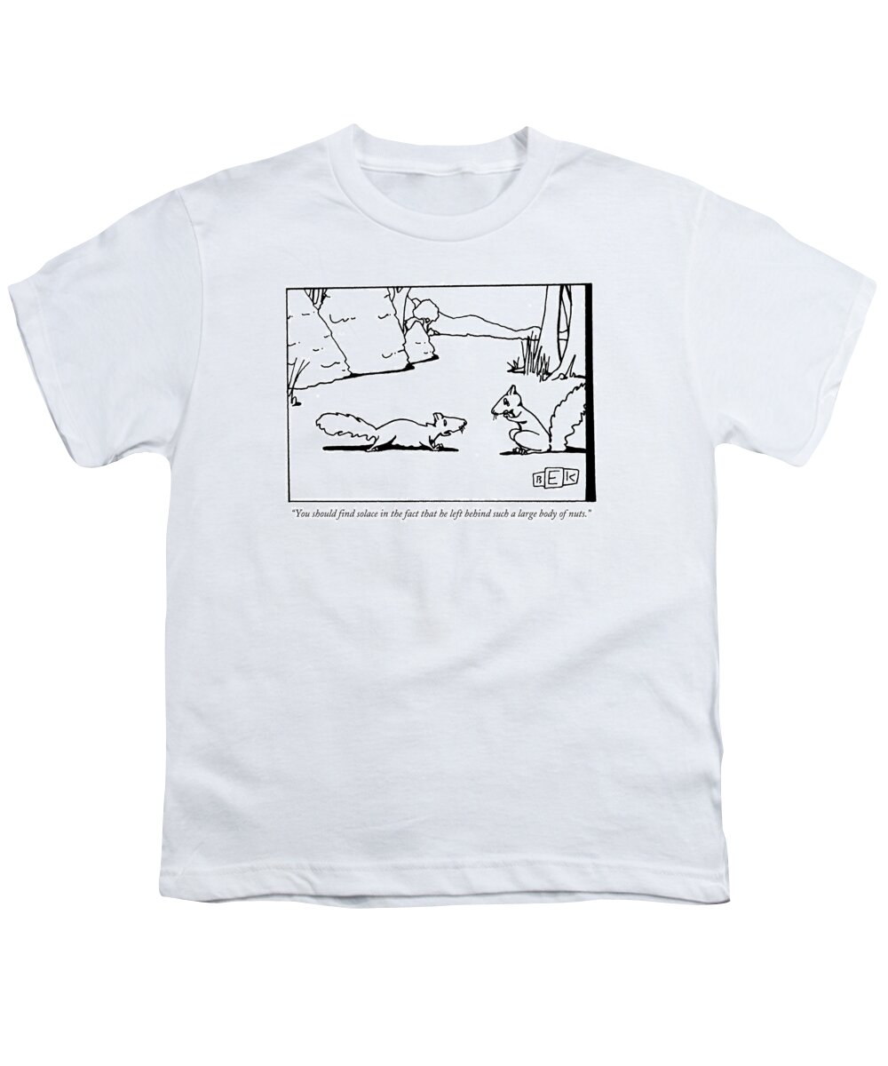 Solace Youth T-Shirt featuring the drawing You Should Find Solace In The Fact That He Left by Bruce Eric Kaplan