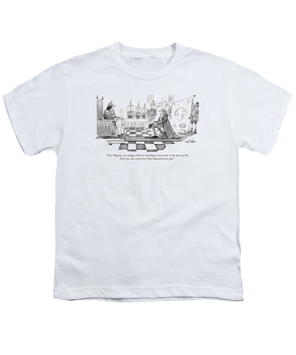 Royalty Youth T-Shirt featuring the drawing Your Majesty #1 by Dana Fradon