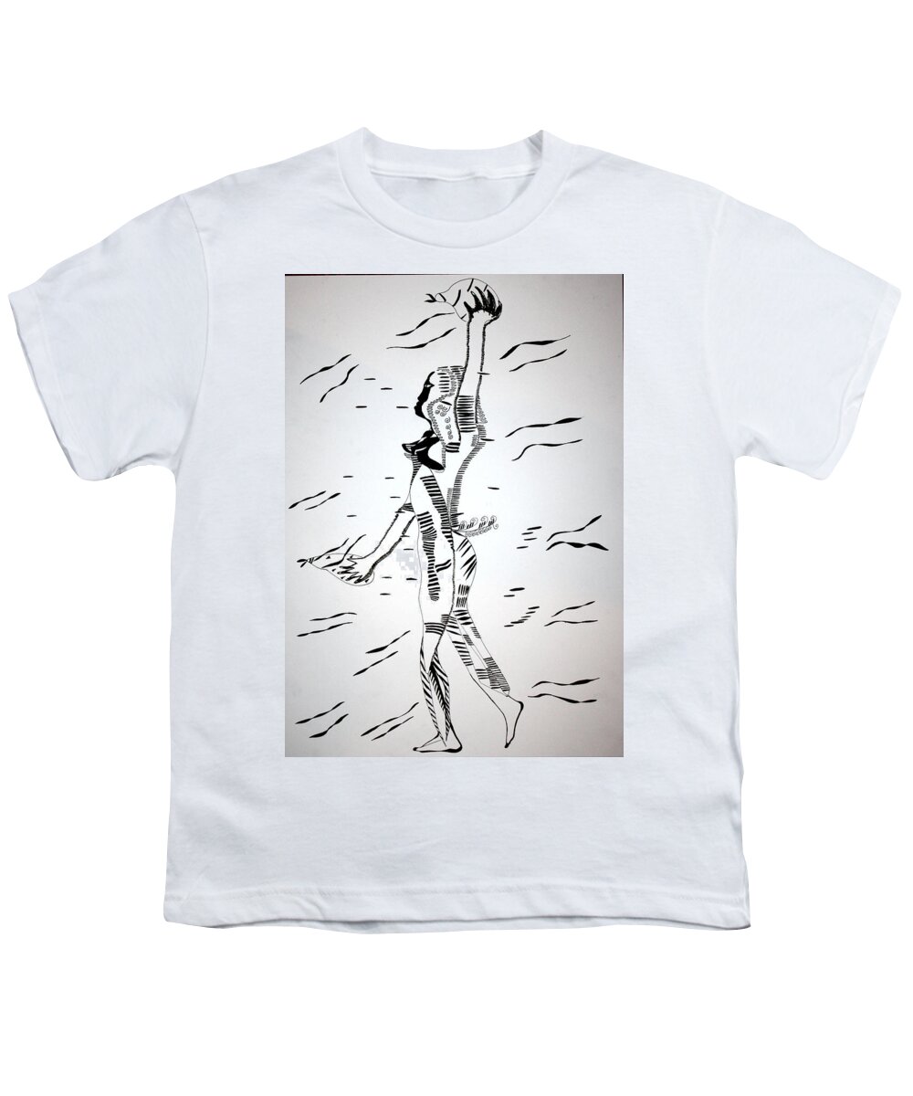 Jesus Youth T-Shirt featuring the drawing Gumbe dance - Guinea-Bissau #1 by Gloria Ssali