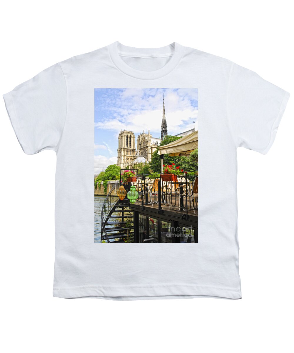 Notre Youth T-Shirt featuring the photograph Restaurant on Seine 2 by Elena Elisseeva
