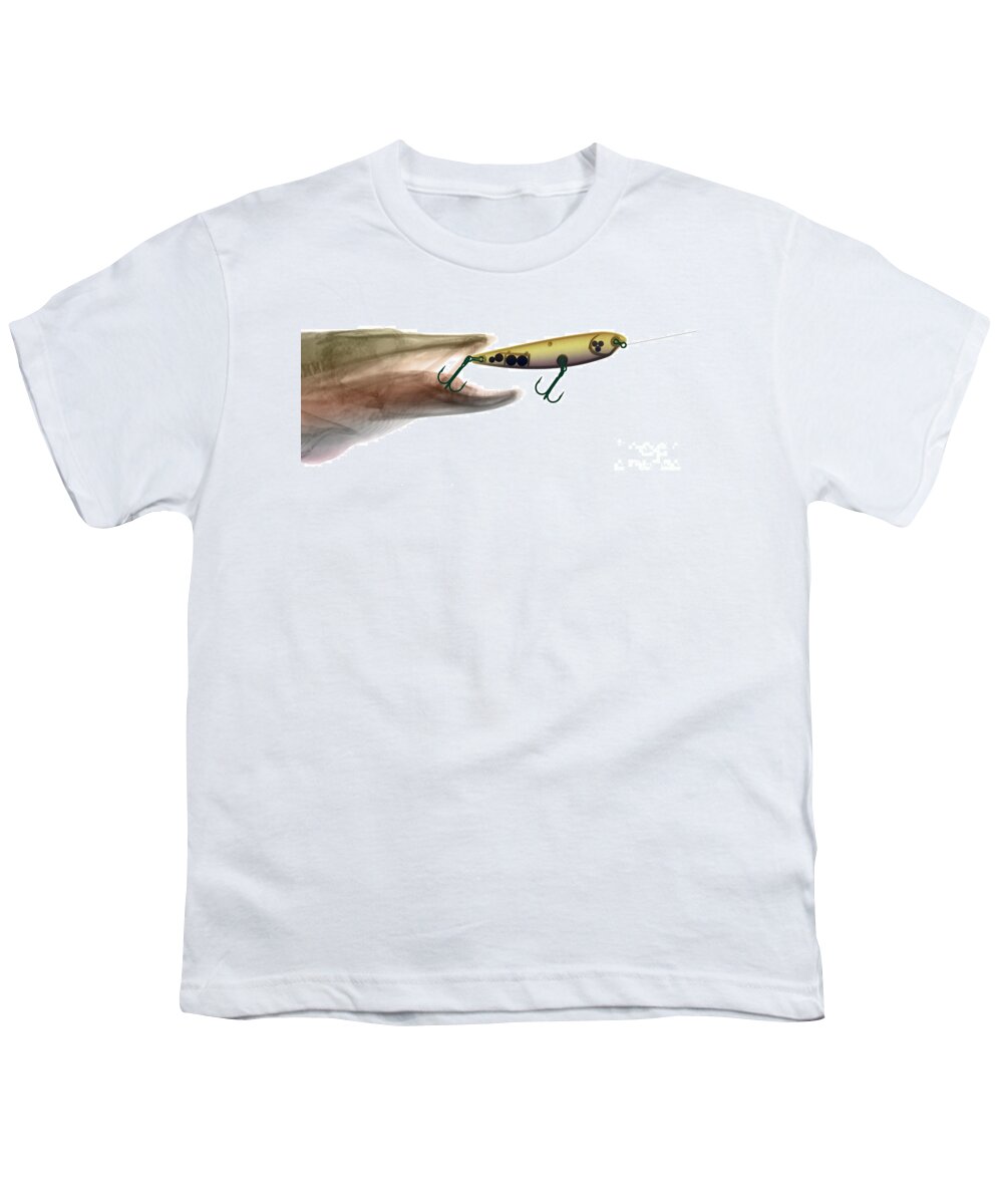 Xray Youth T-Shirt featuring the photograph Xray Of Muskie and Lure #2 by Ted Kinsman