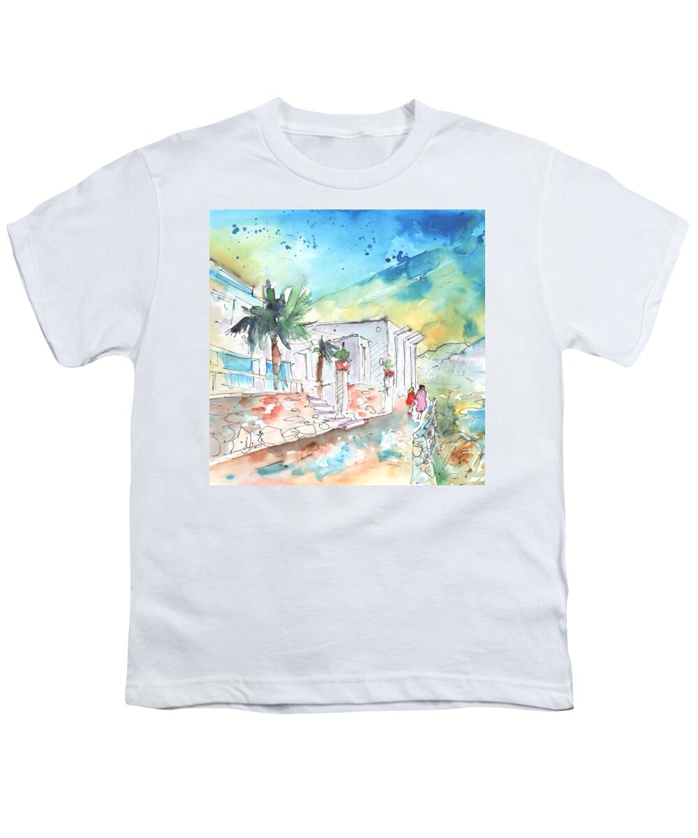Travel Sketch Youth T-Shirt featuring the painting Agia Galini 02 by Miki De Goodaboom