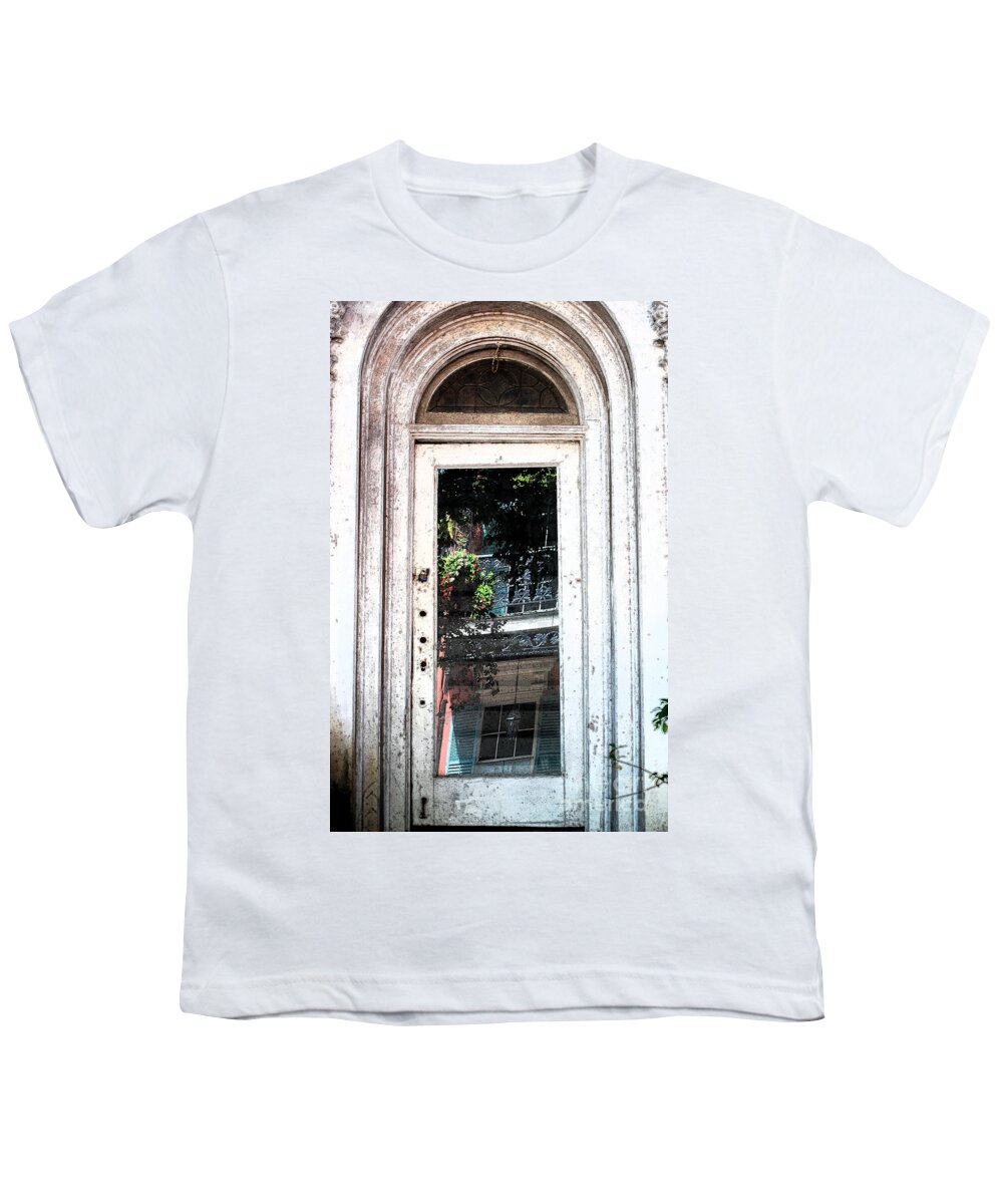 New Orleans Youth T-Shirt featuring the digital art Arched Doorway French Quarter New Orleans Ink Outlines Digital Art by Shawn O'Brien