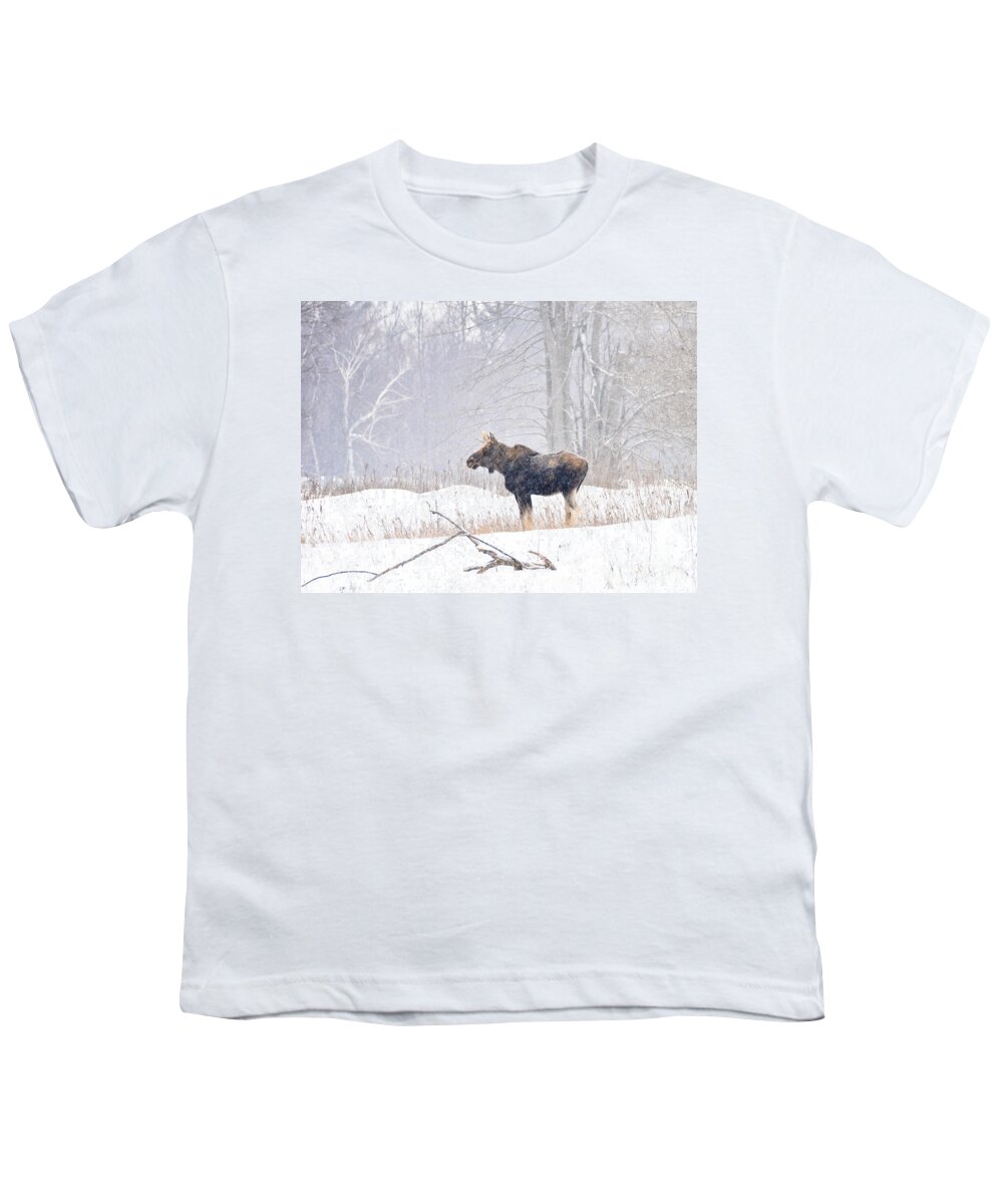 Moose Youth T-Shirt featuring the photograph Canadian Winter by Cheryl Baxter
