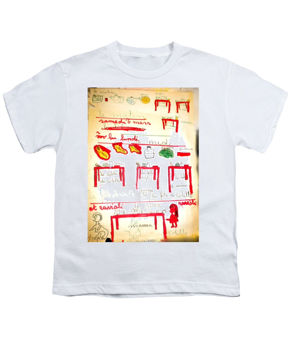 Colette Youth T-Shirt featuring the drawing Colette Drawing 4 year old in Alba France by Colette V Hera Guggenheim