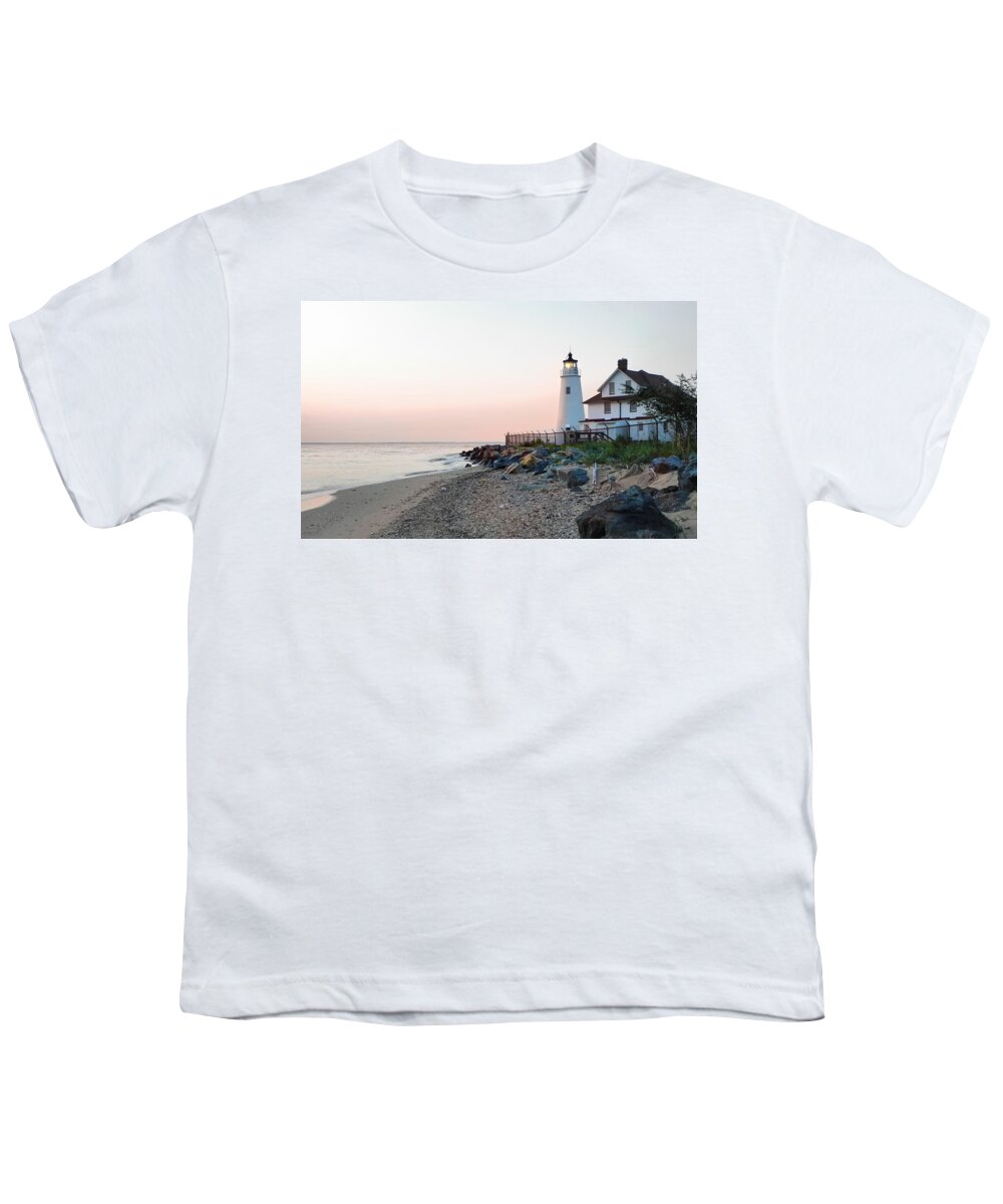 Lighthouse Youth T-Shirt featuring the photograph Dawn Gleam by Frances Miller