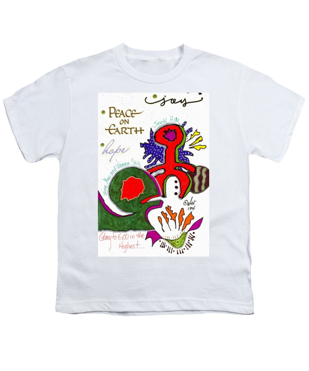 Greeting Cards Youth T-Shirt featuring the mixed media Joy HOPE and Peace Card by Angela L Walker