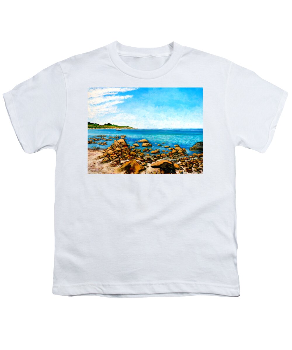 Kettle Cove Youth T-Shirt featuring the painting Kettle Cove by Tom Roderick