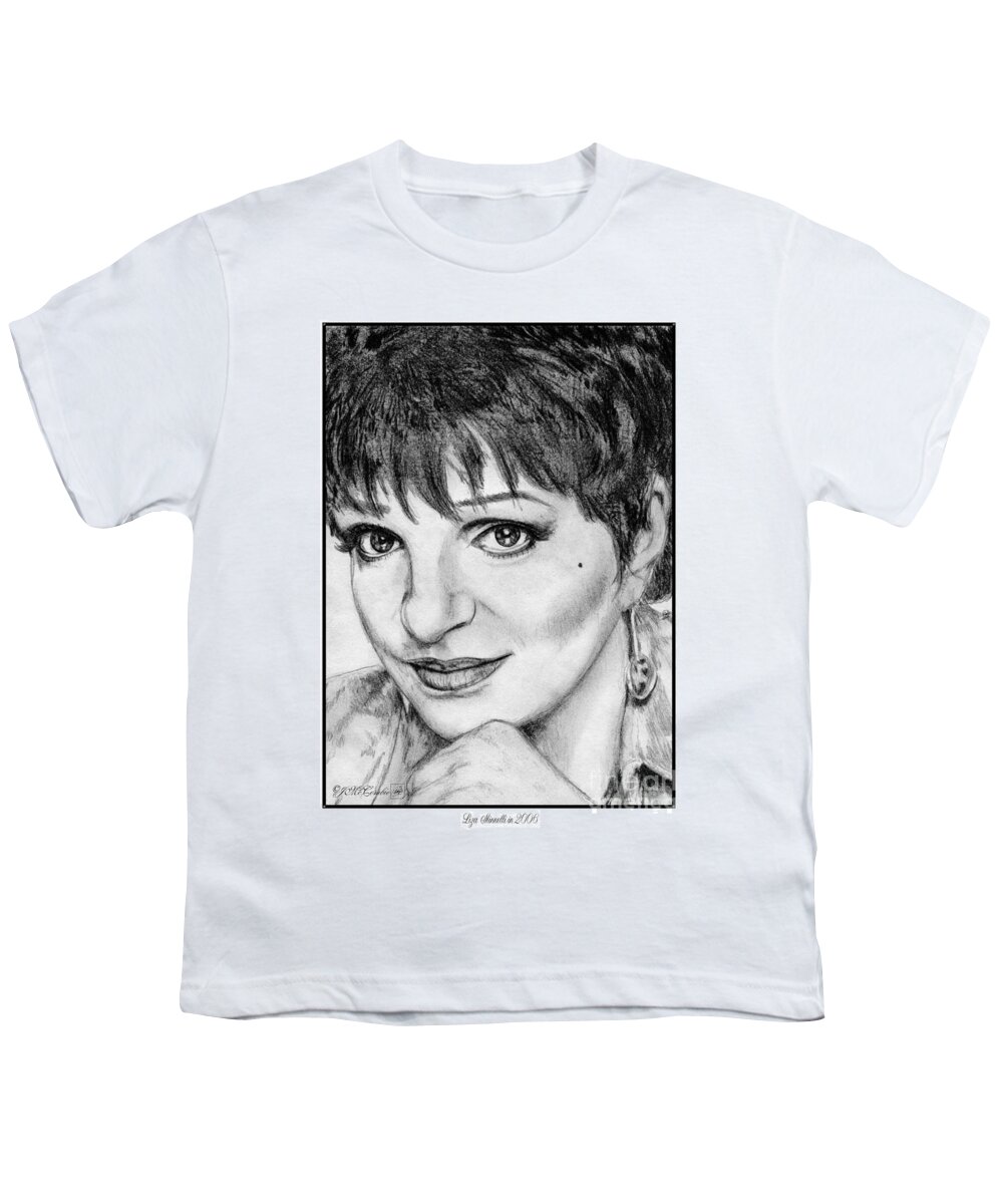 Liza Minnelli Youth T-Shirt featuring the drawing Liza Minnelli in 2006 by J McCombie