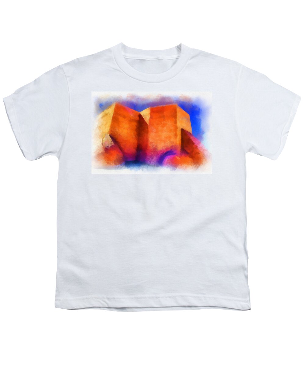 Santa Youth T-Shirt featuring the digital art Ranchos Nave - watercolor by Charles Muhle