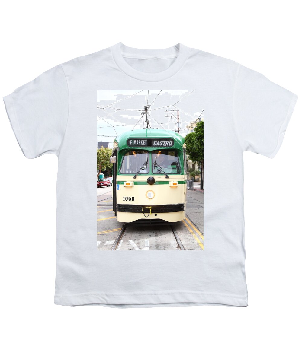 Transportation Youth T-Shirt featuring the photograph San Francisco Trolley . Castro District . 7D7572 by Wingsdomain Art and Photography