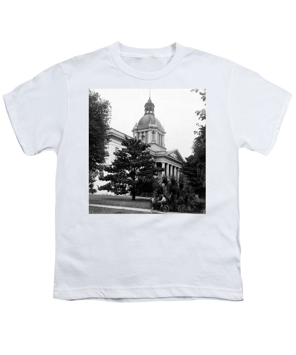 Tallahassee Youth T-Shirt featuring the photograph Tallahassee Florida - State Capitol Building - c 1929 by International Images