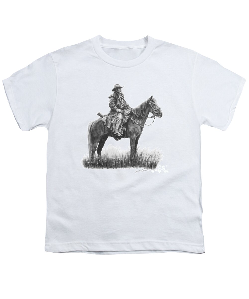 Horse Youth T-Shirt featuring the drawing the Quest by Marianne NANA Betts