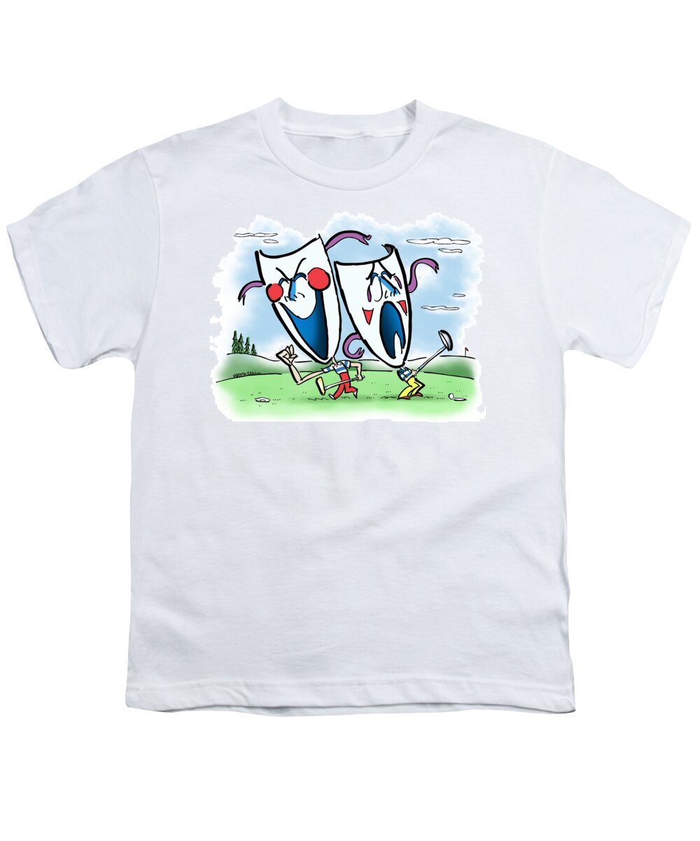 Golf Youth T-Shirt featuring the digital art The Two Faces Of Golf by Mark Armstrong