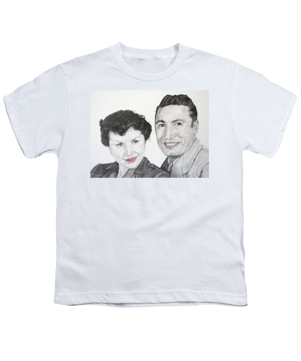 Graphite Youth T-Shirt featuring the drawing Wedding Day 1954 by Mayhem Mediums