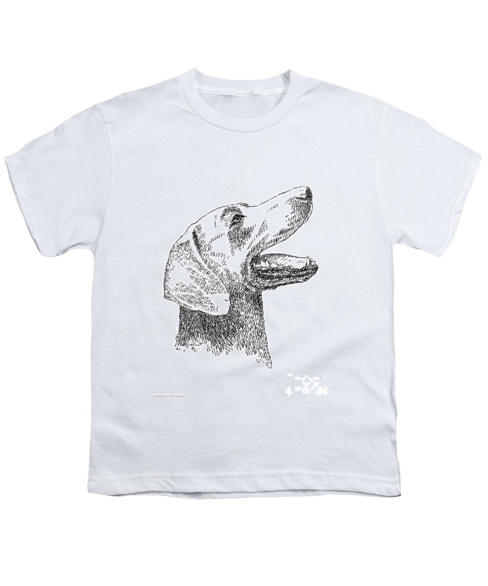 Weimaraner Youth T-Shirt featuring the drawing Weimaraner-Drawing by Gordon Punt