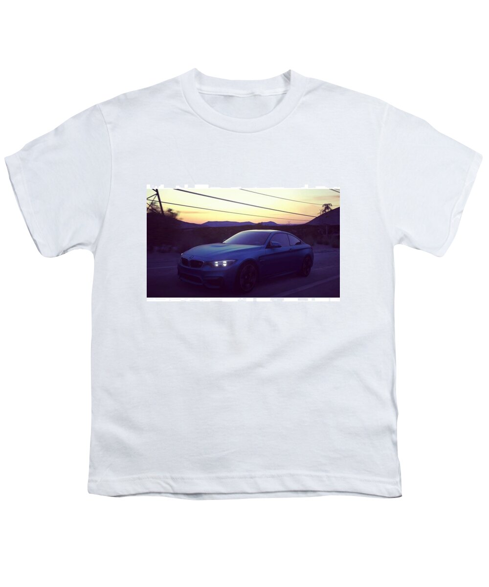 M4 Youth T-Shirt featuring the photograph #bmw #m4 #sunset #desert #driveclub #1 by Hannes Lachner