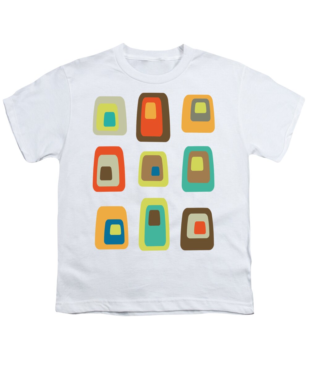 Mid Century Modern Youth T-Shirt featuring the digital art Concentric Oblongs by Donna Mibus