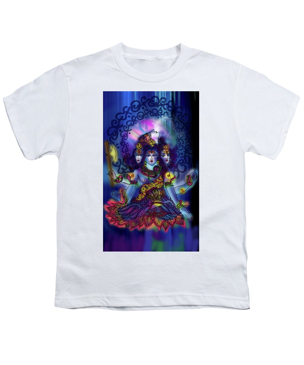 Universe Youth T-Shirt featuring the painting Enlightened Shiva by Guruji Aruneshvar Paris Art Curator Katrin Suter