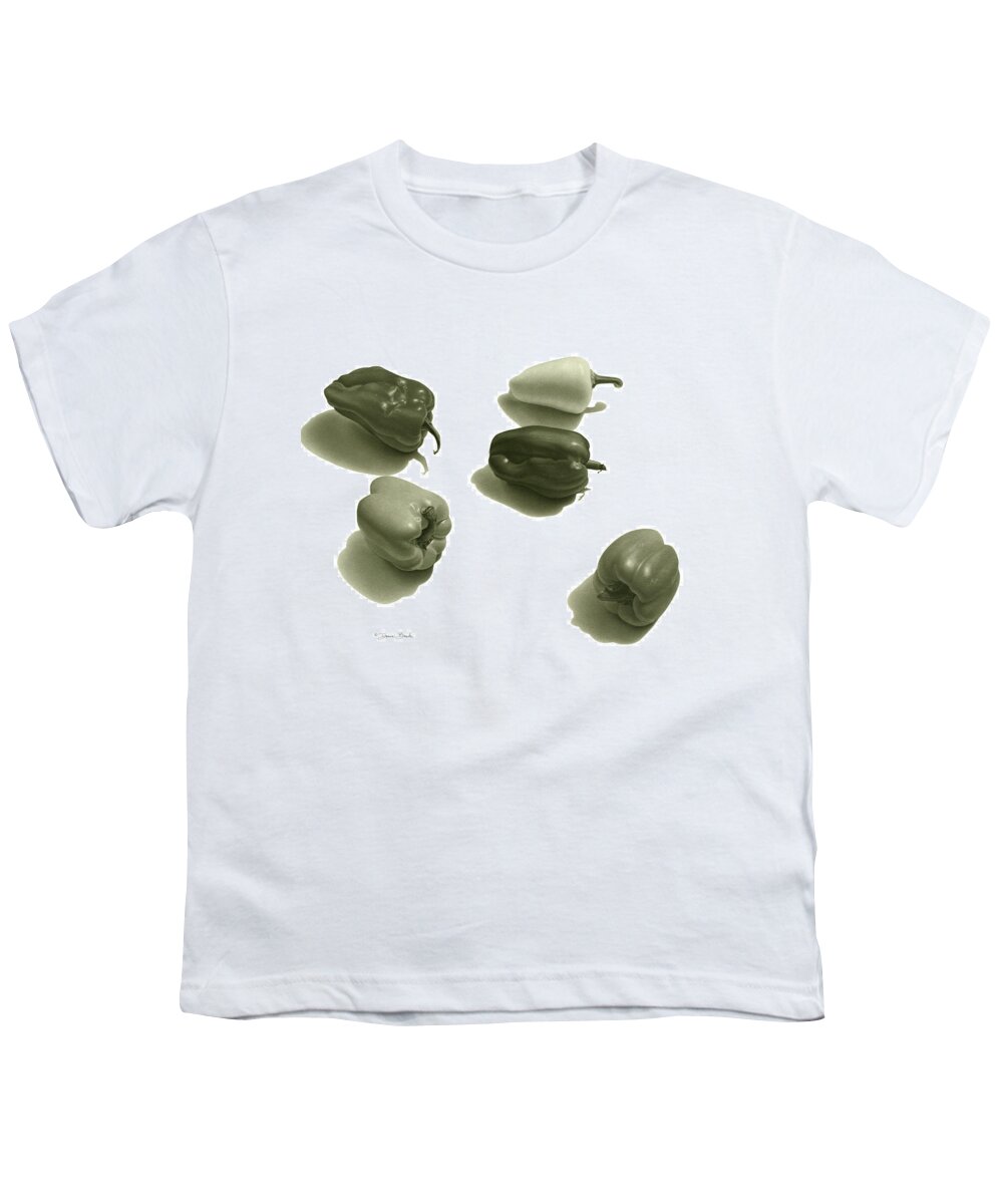 Art Youth T-Shirt featuring the drawing Five Peppers by Donna Basile