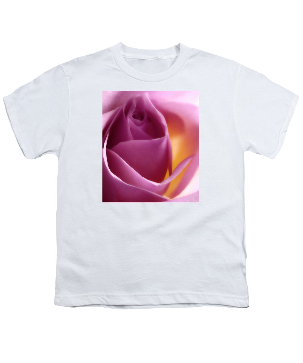 Rose Youth T-Shirt featuring the photograph Glowing Pink Rose by Johanna Hurmerinta