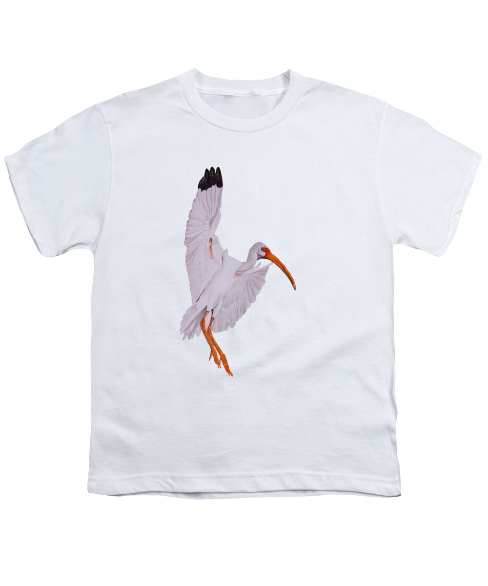 Ibis Youth T-Shirt featuring the painting Ibis Landing #2 by Gary Thomas