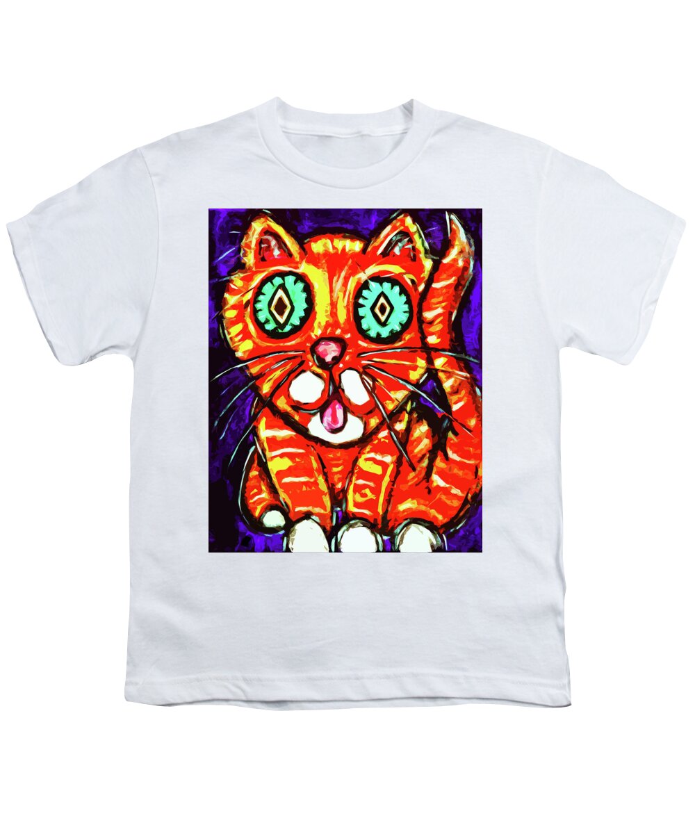 Cat Youth T-Shirt featuring the painting Looking Glass Cat by Meghan Elizabeth