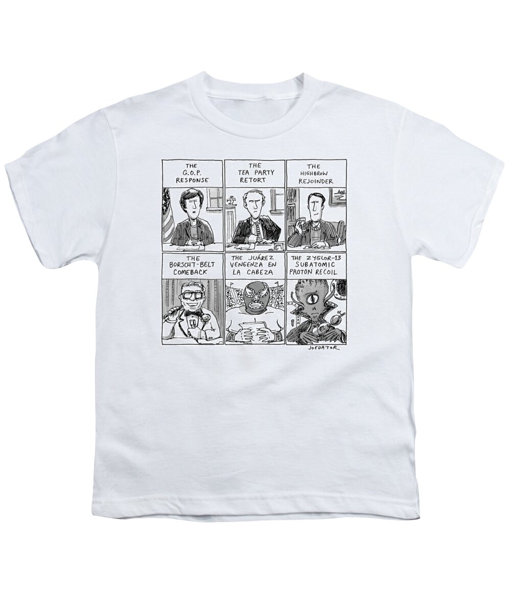 Cartoon Of The Day Youth T-Shirt featuring the drawing State of the Union Responses #1 by Joe Dator