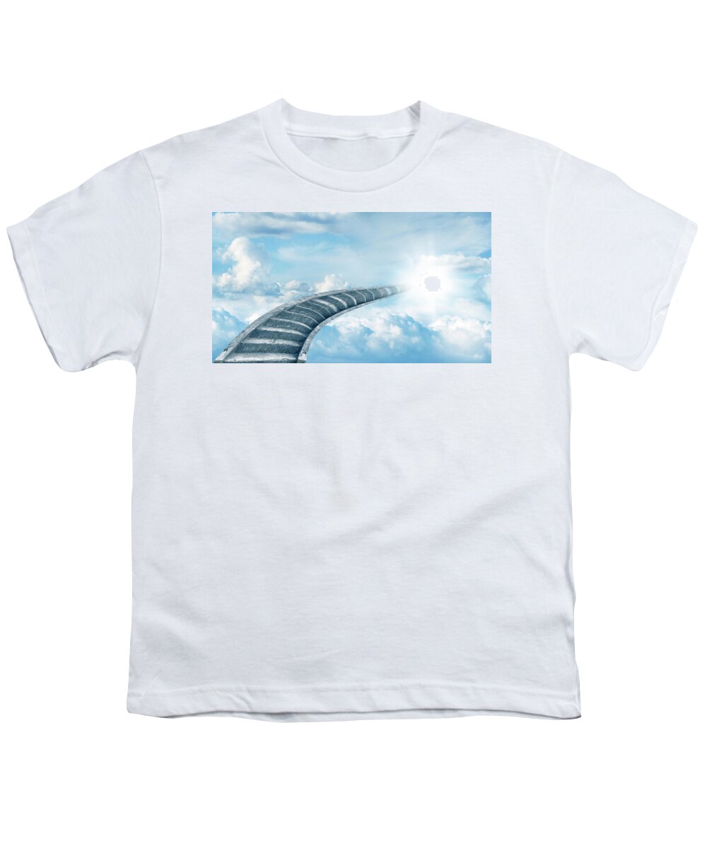 Stairway To Heaven Youth T-Shirt featuring the digital art Stairway to heaven 4 by Les Cunliffe